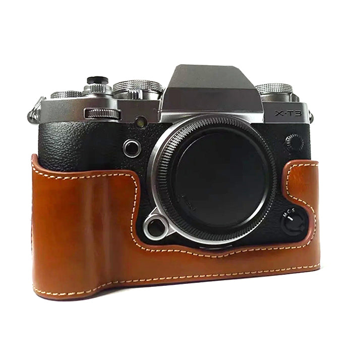 For Fujifilm X-T3 Digital Camera PU Leather Protective Bottom Case Battery Opening Design Half Body Cover