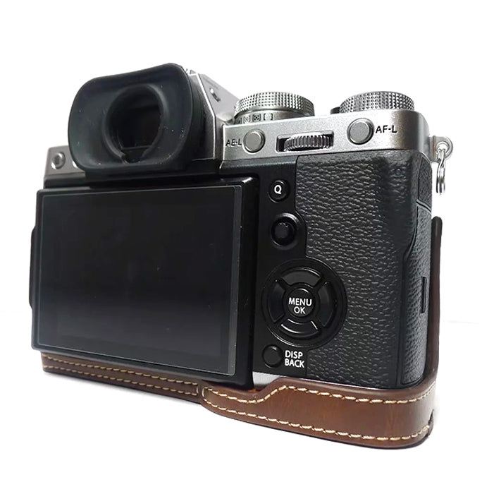 For Fujifilm X-T3 Digital Camera PU Leather Protective Bottom Case Battery Opening Design Half Body Cover