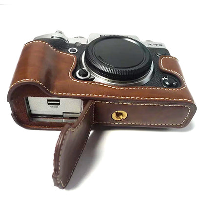 For Fujifilm X-T3 Digital Camera PU Leather Protective Bottom Case Battery Opening Design Half Body Cover