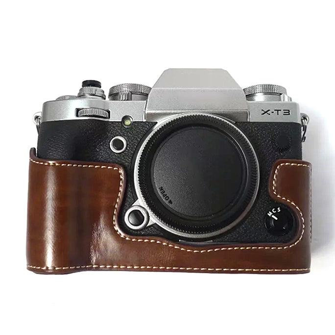 For Fujifilm X-T3 Digital Camera PU Leather Protective Bottom Case Battery Opening Design Half Body Cover