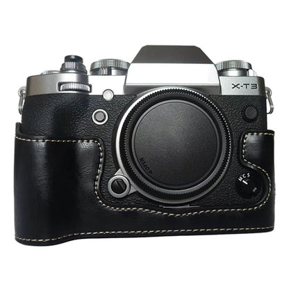 For Fujifilm X-T3 Digital Camera PU Leather Protective Bottom Case Battery Opening Design Half Body Cover