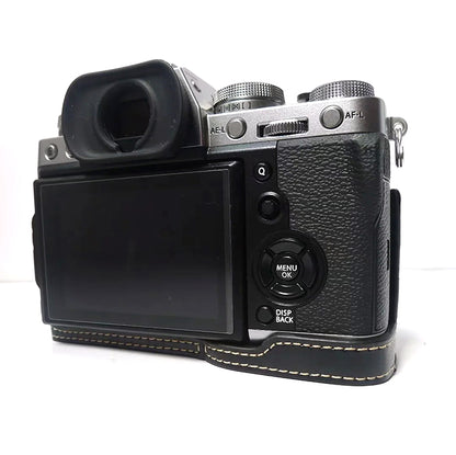 For Fujifilm X-T3 Digital Camera PU Leather Protective Bottom Case Battery Opening Design Half Body Cover