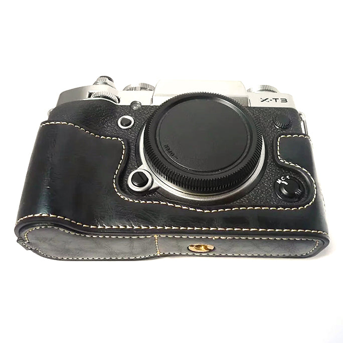 For Fujifilm X-T3 Digital Camera PU Leather Protective Bottom Case Battery Opening Design Half Body Cover