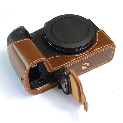 For Canon EOS RP PU Leather Camera Bottom Case with Hand Strap, Battery Opening Design Half Body Protective Cover