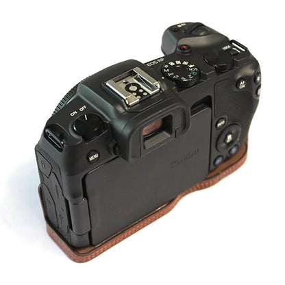 For Canon EOS RP PU Leather Camera Bottom Case with Hand Strap, Battery Opening Design Half Body Protective Cover