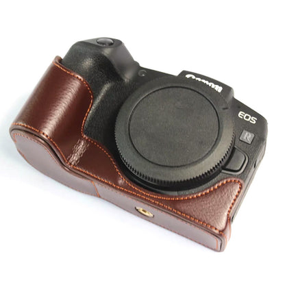 For Canon EOS RP Genuine Leather Half Body Protective Cover Battery Opening Design Camera Bottom Case with Hand Strap