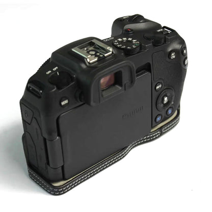 For Canon EOS RP Genuine Leather Half Body Protective Cover Battery Opening Design Camera Bottom Case with Hand Strap