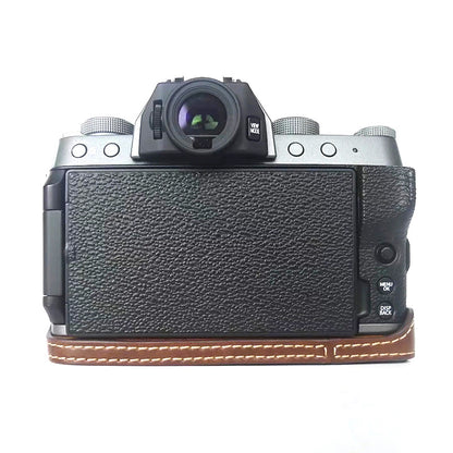 For Fujifilm X-T200 Digital Camera Protective Bottom Case Anti-scratch PU Leather Half Body Cover with Battery Opening