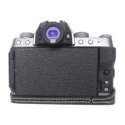 For Fujifilm X-T200 Digital Camera Protective Bottom Case Anti-scratch PU Leather Half Body Cover with Battery Opening