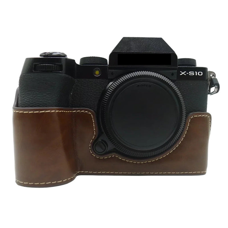 PU Leather Camera Bottom Case for Fujifilm X-S10, Anti-scratch Half Body Cover with Battery Opening