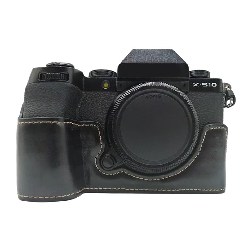 PU Leather Camera Bottom Case for Fujifilm X-S10, Anti-scratch Half Body Cover with Battery Opening