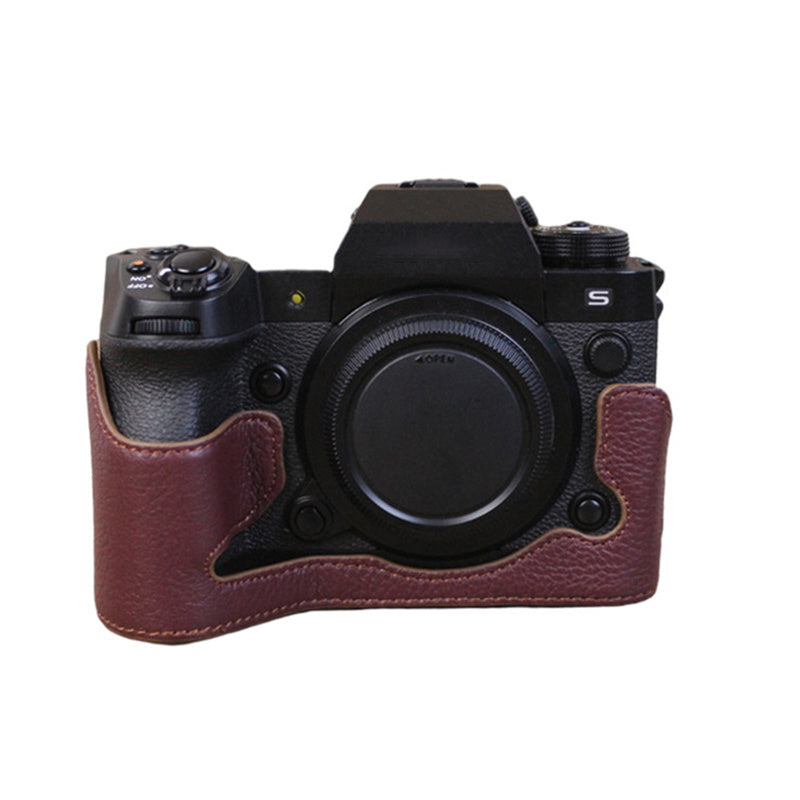 For Fujifilm X-H2s Camera Bottom Shell Genuine Leather Large Opening Design Protective Half Body Cover