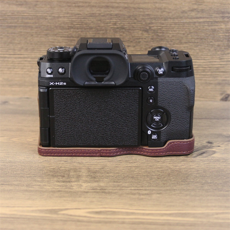 For Fujifilm X-H2s Camera Bottom Shell Genuine Leather Large Opening Design Protective Half Body Cover