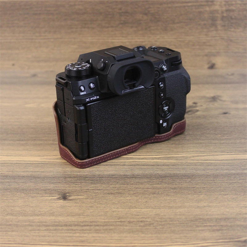 For Fujifilm X-H2s Camera Bottom Shell Genuine Leather Large Opening Design Protective Half Body Cover