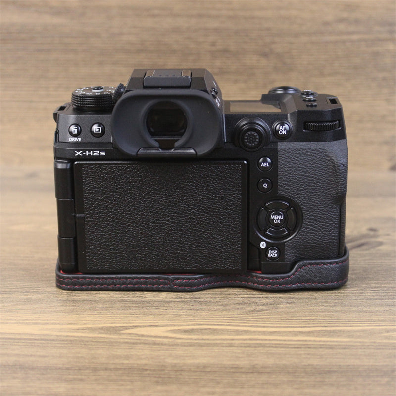 For Fujifilm X-H2s Camera Bottom Shell Genuine Leather Large Opening Design Protective Half Body Cover