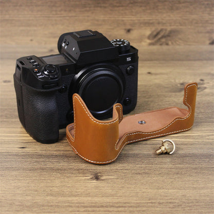 For Fujifilm X-H2s PU Leather Anti-scratch Camera Bottom Cover Large Opening Design Protective Half Body Case