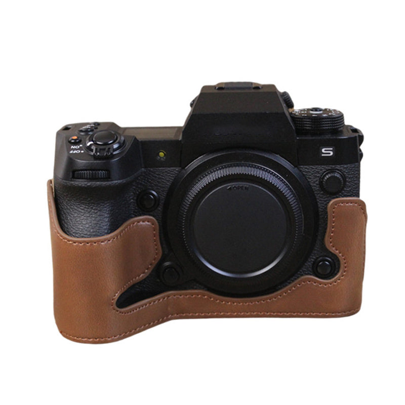 For Fujifilm X-H2s PU Leather Anti-scratch Camera Bottom Cover Large Opening Design Protective Half Body Case