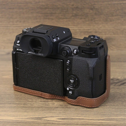 For Fujifilm X-H2s PU Leather Anti-scratch Camera Bottom Cover Large Opening Design Protective Half Body Case