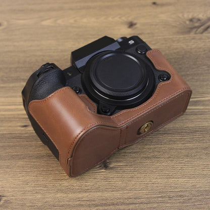 For Fujifilm X-H2s PU Leather Anti-scratch Camera Bottom Cover Large Opening Design Protective Half Body Case