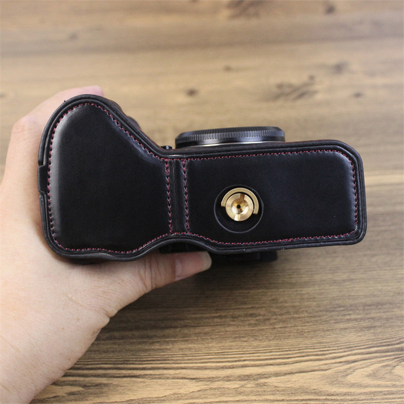 For Fujifilm X-H2s PU Leather Anti-scratch Camera Bottom Cover Large Opening Design Protective Half Body Case