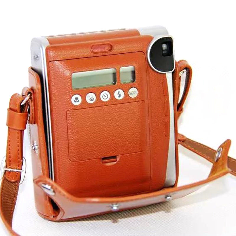 For Fujifilm Instax Mini 90 Synthetic Leather Camera Bag Protective Case with Film Case and Neck Strap