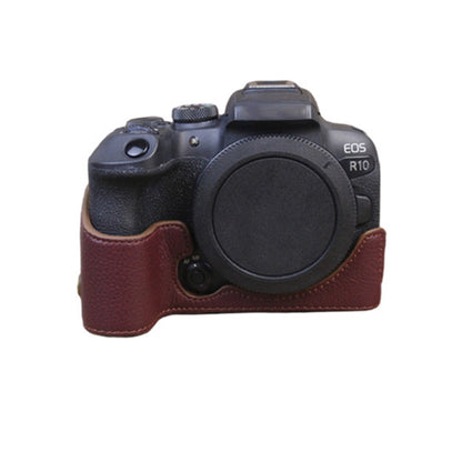 Genuine Leather Camera Bottom Case for Canon EOS R10, Anti-dust Camera Half Body Cover