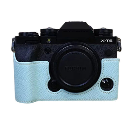 For Fujifilm X-T5 Camera PU Leather Protective Case Battery Opening Design Half Body Cover with Hand Strap