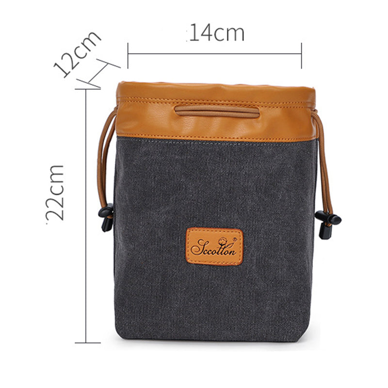 JCCOTTON K-76 Medium Size Portable SLR Camera Storage Bag Waterproof Canvas Drawstring Camera Pouch for Canon/Nikon/Pentax/Fuji