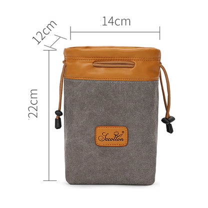 JCCOTTON K-76 Medium Size Portable SLR Camera Storage Bag Waterproof Canvas Drawstring Camera Pouch for Canon/Nikon/Pentax/Fuji