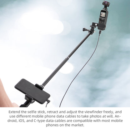 Selfie Stick for DJI Osmo Pocket 2 Handheld Gimbal Stabilizer Type-C/Android Phone Clip Module Extension Pole