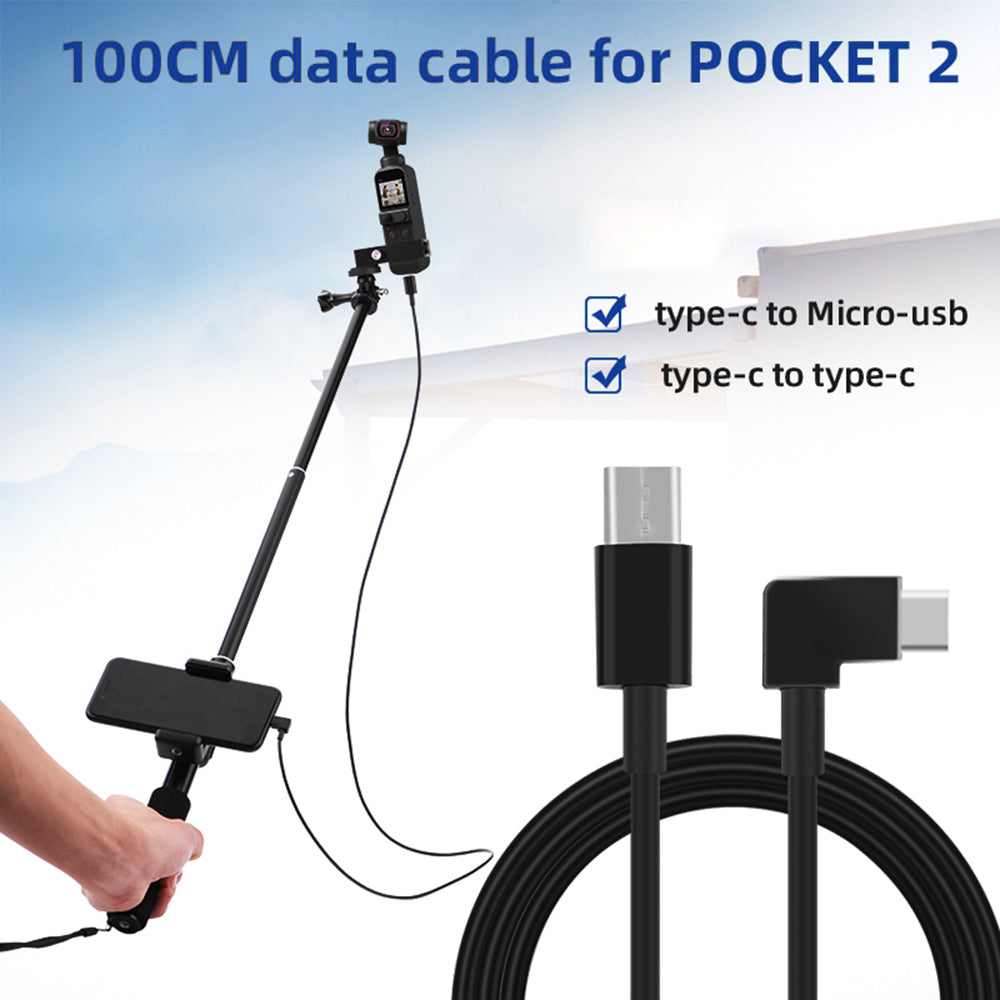 100cm Data Line Camera Direct Connection to Mobile Phone Conversion Wire Type-C to Type-C/Micro USB Cable for DJI Osmo Pocket 2