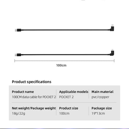 100cm Data Line Camera Direct Connection to Mobile Phone Conversion Wire Type-C to Type-C/Micro USB Cable for DJI Osmo Pocket 2