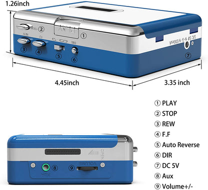 EZCAP 215 Walkman Bluetooth Cassette Player Converter Retro Tape Music to Bluetooth Earphone Speaker