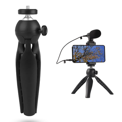 ADAI VK-01 Microphone with Handheld Tripod Phone Clamp Set for 3.5mm Audio Equipment