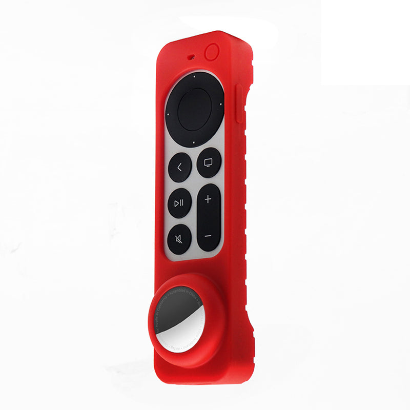 2-in-1 Remote Controller Bluetooth Tracker Soft Silicone Protective Sleeve Cover for Apple TV HD/4K AirTag