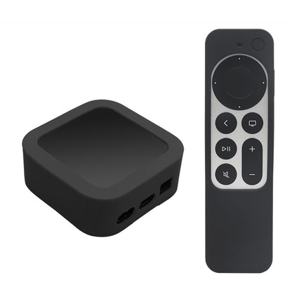 2Pcs/Set Anti-drop Set-top Box + Remote Control Soft Silicone Protective Cover for Apple TV 4K 2021