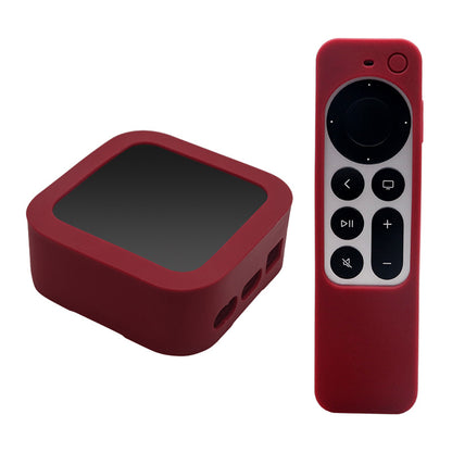 2Pcs/Set Anti-drop Set-top Box + Remote Control Soft Silicone Protective Cover for Apple TV 4K 2021