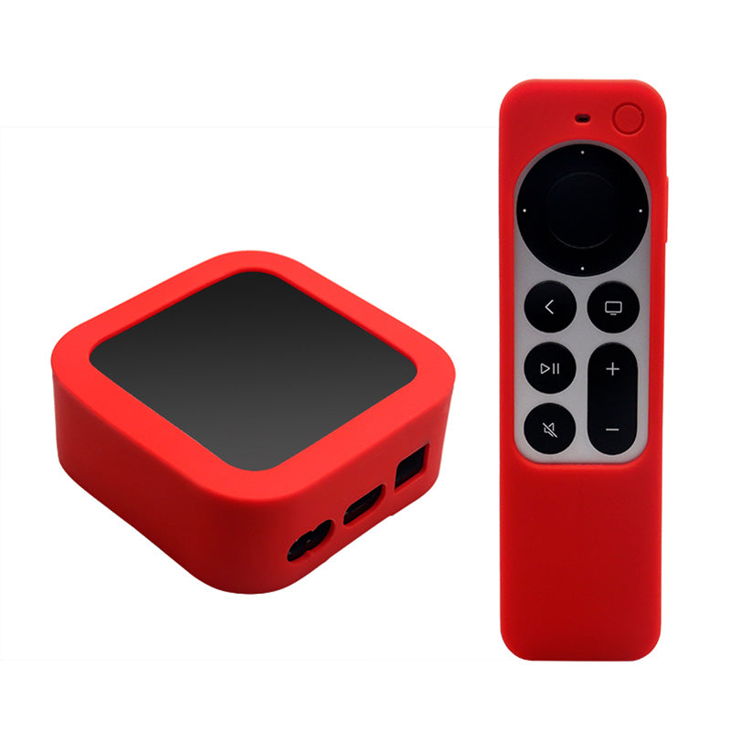 2Pcs/Set Anti-drop Set-top Box + Remote Control Soft Silicone Protective Cover for Apple TV 4K 2021