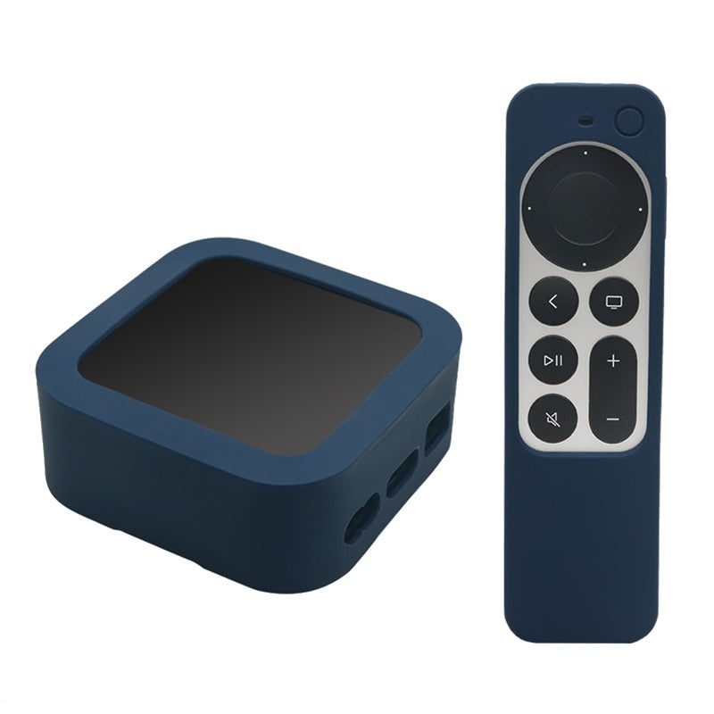 2Pcs/Set Anti-drop Set-top Box + Remote Control Soft Silicone Protective Cover for Apple TV 4K 2021