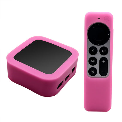 2Pcs/Set Anti-drop Set-top Box + Remote Control Soft Silicone Protective Cover for Apple TV 4K 2021