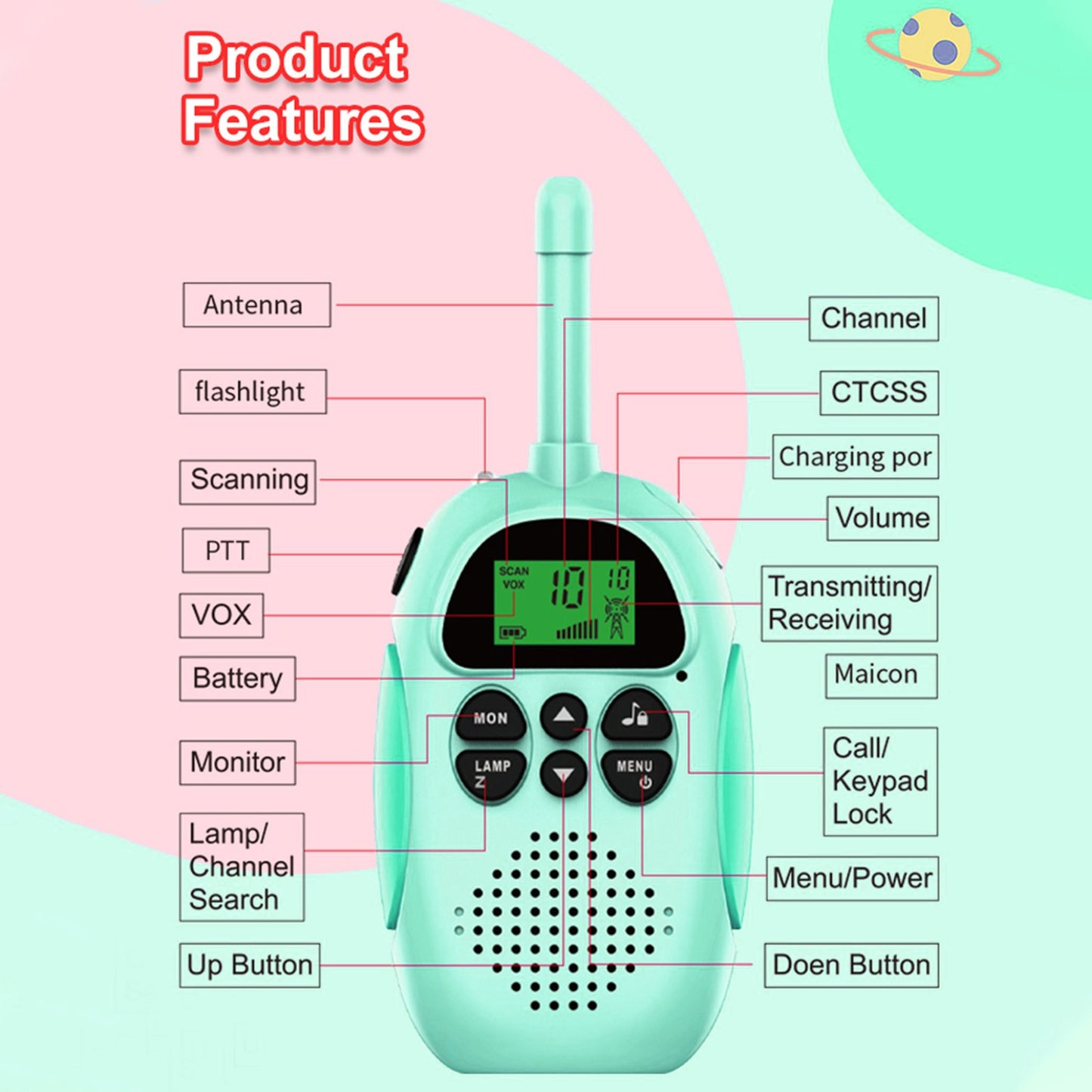 D01 Smart Wireless 3km Long-distance Walkie Talkie Parent-child Voice Interphone Interactive Toy