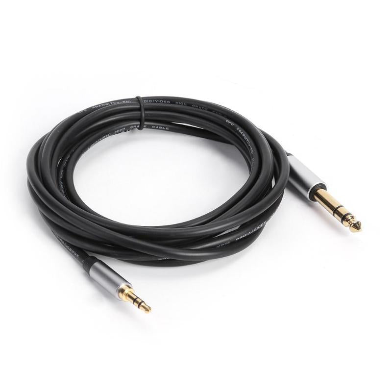 1.5m Gold Plated 3.5mm to 6.35mm/6.5mm Jack Aux Adapter Cable Male to Male for Mixer Amplifier