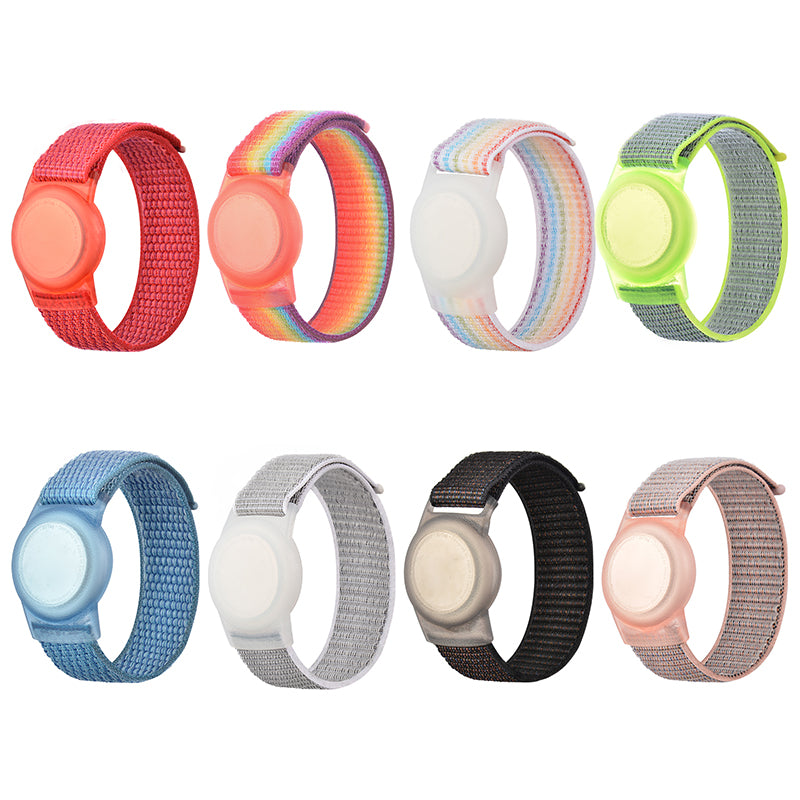 Watch Band Design Anti-Lost TPU Protective Case Cover Loop Fastener Nylon Bracelet Strap for Apple AirTag Tracker