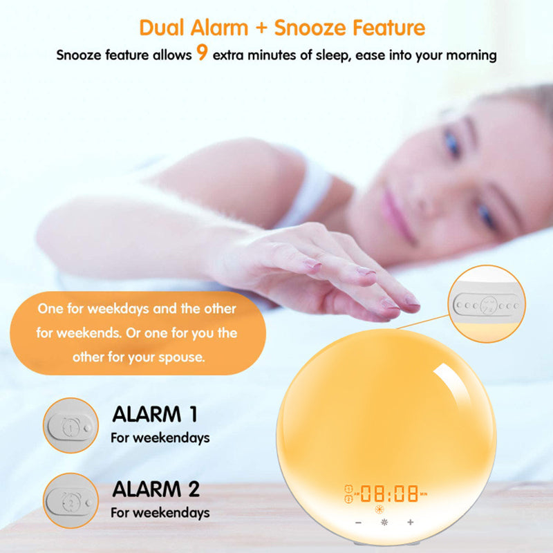 SH-01S WiFi Smart APP Wake-up Light Alarm Clock Voice Multi-function Sleep Colorful Night Light Supports Alexa/Google Home