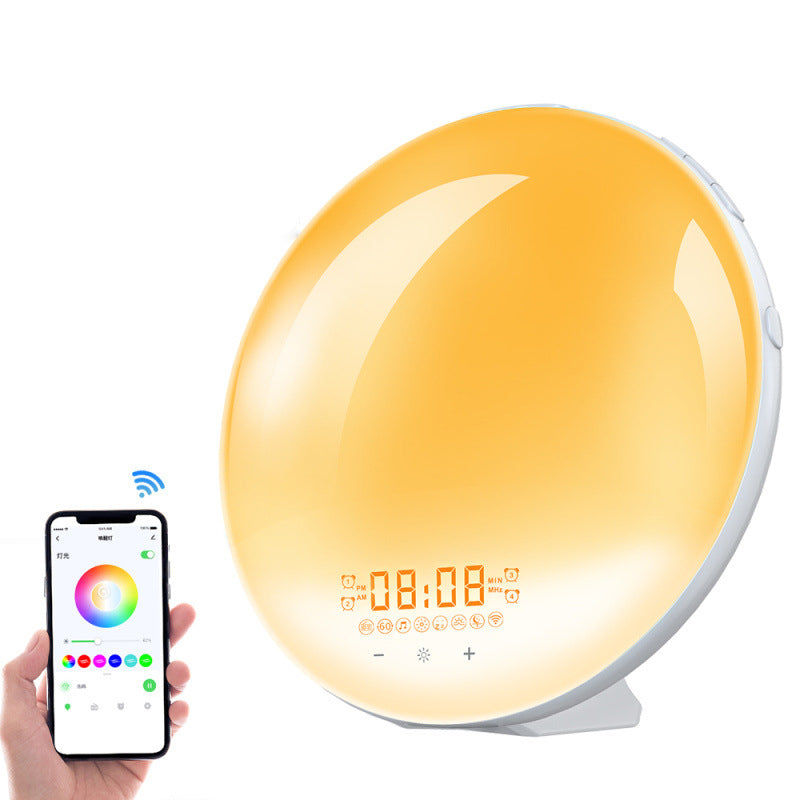 SH-01S WiFi Smart APP Wake-up Light Alarm Clock Voice Multi-function Sleep Colorful Night Light Supports Alexa/Google Home