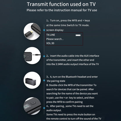 YET-T2 Bluetooth 5.0 Audio Transmitter Receiver USB Charging 3.5mm Aux Wireless Adapter for PC TV Headphone Car