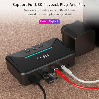 BT200 NFC 5.0 Bluetooth Receiver A2DP AUX 3.5mm RCA Jack USB Smart Playback Stereo Audio Wireless Adapter for Car Kit Speaker