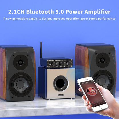 FOSI BT30D Audio Bluetooth Sound Power Amplifier 2.1 Channel Bass & Treble Control Mini Audio Amp Subwoofer 100W + 50W x 2