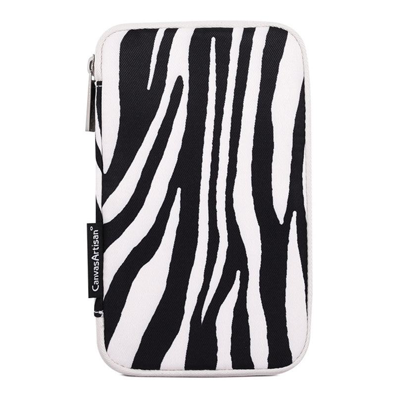 CANVASARTISAN H33-S21 Zebra Stripes Polyester Digital Accessories Storage Bag Power Bank Phone Charger Mouse Storage Case