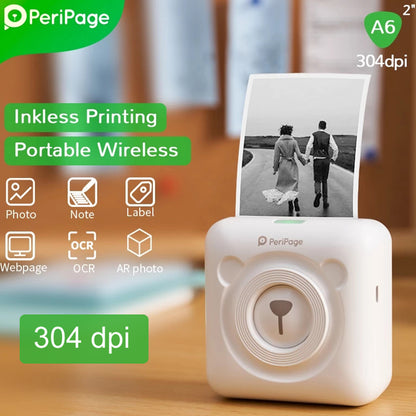 PERIPAGE A6 2nd Thermal Printer for Student Mobile Phone Photo HD 304dpi Bluetooth Portable Mini Printer for Label Handbook